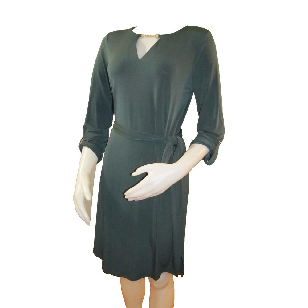 Michael Kors Women’s Green Wrap Dress Gold Chain Detail Size Small Pre‑Owned